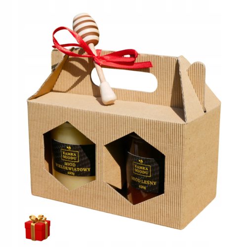  Set mit 2 natürlichen Honigen 450 g + Messlöffel – elegantes Geschenk