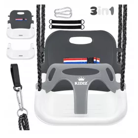  KINDER-EIMERSCHAUKEL 3IN1 VERSTELLBAR GRAU HÄNGESCHAUKEL