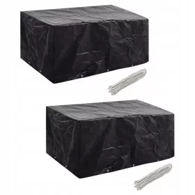   Hochwertige Schutzhülle für Rattan-Gartenmöbel, 240x140x90 cm, schwarz (2 Stück)