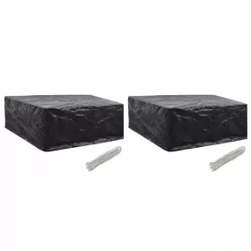   Schutzhülle für Rattanmöbel 260x260x90 cm, Schwarz, UV-beständig, 2er-Set