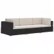 Rattan-Lounge-Set in Schwarz-Creme, 210x70x54 cm