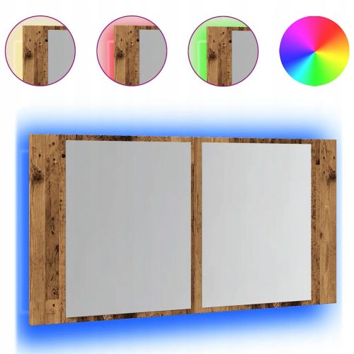  LED-Spiegelschrank 90x12x45 cm, Altholz