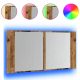  LED-Spiegelschrank 90x12x45 cm, Altholz