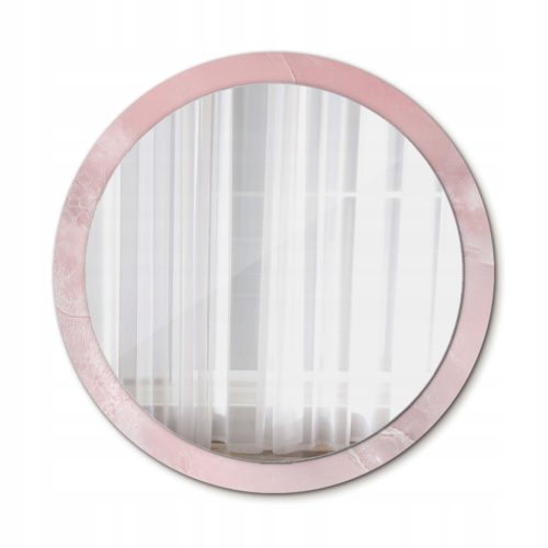  Runder Hängespiegel mit dekorativem Glasrahmen in Rosa Steinoptik, Durchmesser 100 cm