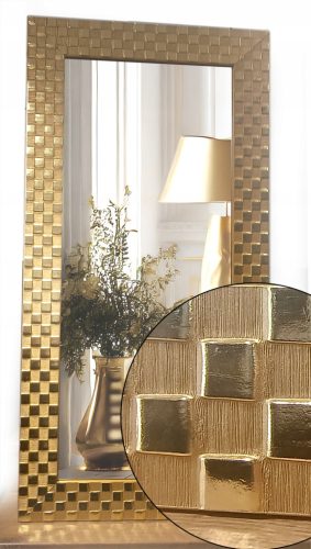  Spiegel in einem GOLDENEN Holzrahmen dick 9cm ART DECO 130x60 Schachbrett