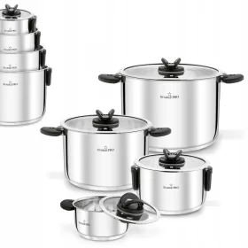   Starke Pro Secare: 4-teiliges Topfset mit klappbaren Griffen und Glasdeckeln