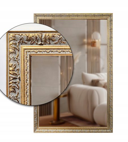  Exklusiver Spiegel in einem STYLISH GOLD Holzrahmen 150x70 d2