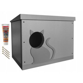   ELHARE Katzenhaus für ganzjährige Nutzung, Styropor, Styrodur, XPS, superwarm, SET