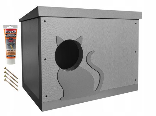 ELHARE Katzenhaus für ganzjährige Nutzung, Styropor, Styrodur, XPS, superwarm, SET