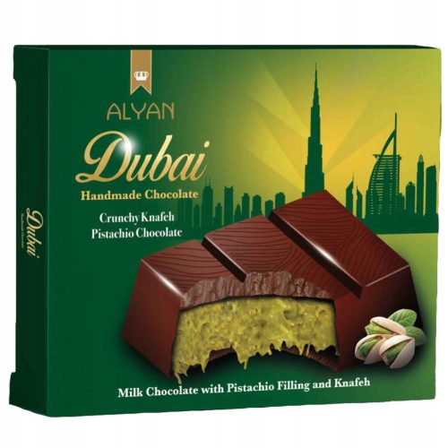 Exklusive Dubai Schokolade mit Kadayif, Kunefa und Pistazien, 100g