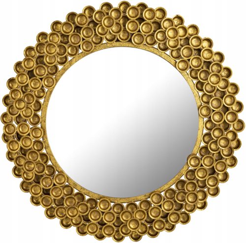  ELEGANTER Goldspiegel mit dekorativem kugelförmigen Metallrahmen Ø70 cm PREMIUM
