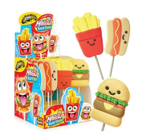 Johny Bee Mallow Fast Food Tutti Frutti Lollipops, 630g Packung