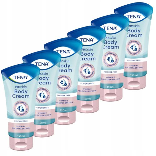 TENA ProSkin Body Cream – 6er Pack Körperlotion für trockene und empfindliche Haut, 900ml