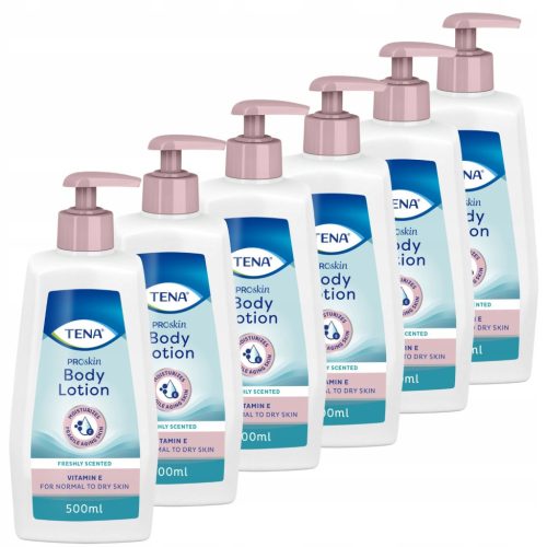 TENA ProSkin Body Lotion für normale bis trockene Haut, 6er-Pack (je 500 ml) mit praktischer Pumpe