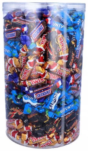 Schokoladen-Süßigkeiten Set Snickers, Mars, Bounty, Twix - 3kg, 296 Stück