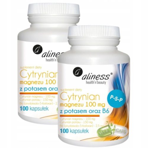 ALINESS Magnesiumcitrat 100 mg + Kalium + B6 - Nahrungsergänzungsmittel 100 Kapseln