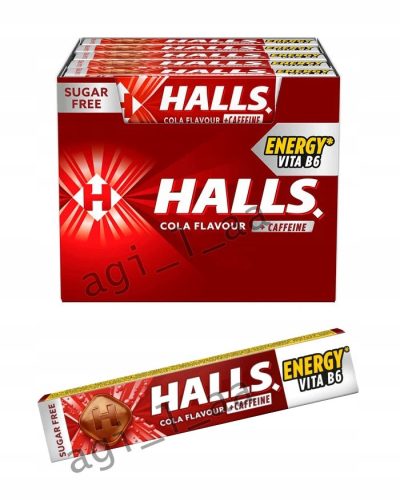HALLS ENERGY Cola-Geschmack Bonbons mit Koffein und Vitamin B6, 20 Packungen à 32g