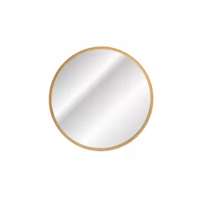   60 cm runder Wandspiegel mit goldenem Metallrahmen und Beleuchtung