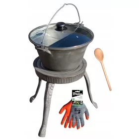    Ungarischer Gusseisentopf, 8 l, Dreibeinkamin, 28 cm, hitzebeständiger Deckel