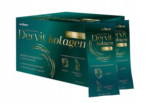 Dervit Kollagen 10000 mg - Hochverfügbares Marine Kollagen ohne Zusatzstoffe