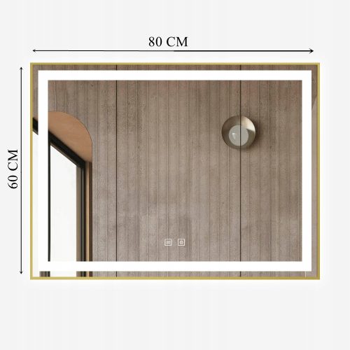  LED Leuchtspiegel 80x60cm rechteckig J07 in Champagner Gold Rahmen