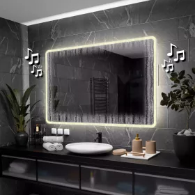    (3020) Osaka LED Spiegel 130x90 cm, Neutral COB LED, Uhr, Lautsprecher, Matte