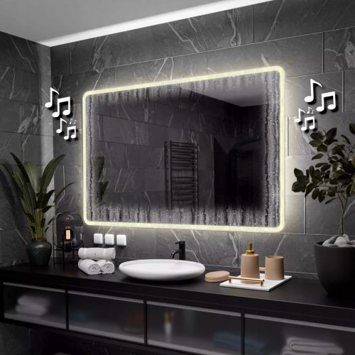  (3020) Osaka LED Spiegel 130x90 cm, Neutral COB LED, Uhr, Lautsprecher, Matte