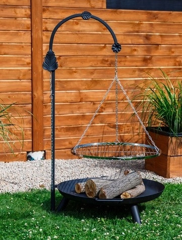 GARTENGRILL auf Ausleger BOOM CRANE + Rost + Feuerbox 3in1 SET