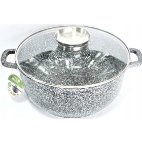   Hochwertiger Marmor-Keramik Topf 28cm/6.3L mit Glasdeckel - für alle Herdarten geeignet