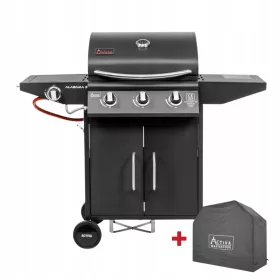    #ACTIVA GAS-GARTENGRILL ALABAMA 3 12,8 kW + ABDECKUNG, Gusseisenrost