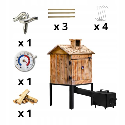  Gartenräucherhaus HOLZ großer Kamin Smoker mit Feuerstelle SET
