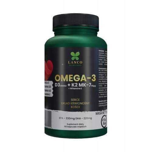 LANCO NUTRITIONS Omega 3 D3 + K2 MK-7 + Vitamin E - Nahrungsergänzungsmittel für Erwachsene