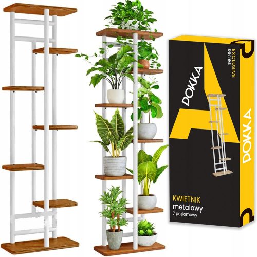 POKKA Pflanzenständer 7-Ebenen, Metall mit Holzoptik – Moderner und Stabiler Blumenständer