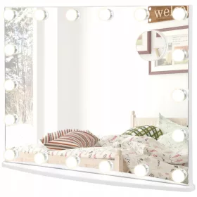    LED-RECHTECKSPIEGEL MIT KOSMETIKBELEUCHTUNG 18 LAMPEN VERGRÖSSERUNG