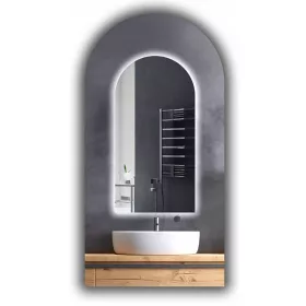    LED HALBOVALE SPIEGEL 40x90 BADEZIMMER BELEUCHTET HALBOVALE WASSERDICHTE LEDS