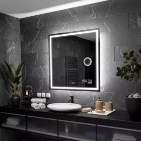    (3046) LED Spiegel Atlanta 70x70cm, Kalte LED+Punkt an, P4 Station, LED Spiegel