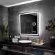 (3046) LED Spiegel Atlanta 70x70cm, Kalte LED+Punkt an, P4 Station, LED Spiegel