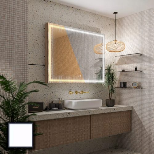  (3028) Atlanta LED Spiegel, Gehäuse weiß, 110x90 cm, Dual LED + an, Matt + an