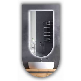    LED SPIEGEL 50x110 HALBOVAL BADEZIMMER HALBOVAL BELEUCHTET LED PREMIUM