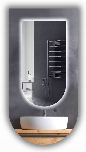  LED SPIEGEL 50x110 HALBOVAL BADEZIMMER HALBOVAL BELEUCHTET LED PREMIUM