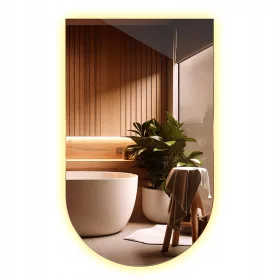    Ovaler Spiegel mit abgeschrägter Seite, LED-Premium-Facette für Wohnzimmer, Flur, 50 x 90