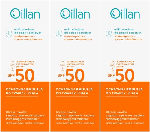 5x Oillan Sonnenschutzemulsion SPF50 für Kinder und Erwachsene ab 6 Monaten, 100ml