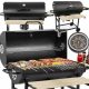 Garten-Holzkohlegrill, 2 Chromgitter, 2 Regale, Aschenbecher, Thermometer, Stahl