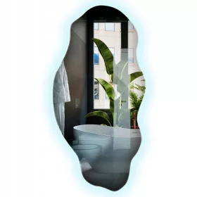    LED-beleuchteter Spiegel, kalte Farbe, für Badezimmer, Wohnzimmer, organischer Stil