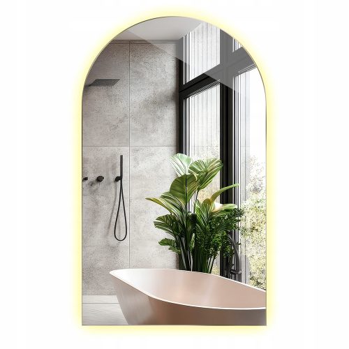  Ovaler LED-Spiegel mit abgeschrägter Seite Premium Facette für Wohnzimmer 50x90 cm
