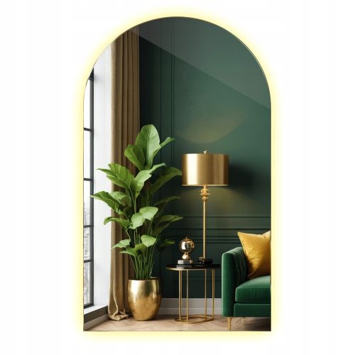  Ovaler LED-Badezimmerspiegel mit abgeschrägten Seiten für Loft-Flur, 45 x 80 cm