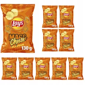   10er Pack Lay's Kartoffelchips mit Mac & Cheese Geschmack, 130g
