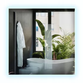    Badezimmer Glamour LED Spiegel 50x50 cm für kleines Badezimmer mit Beleuchtung