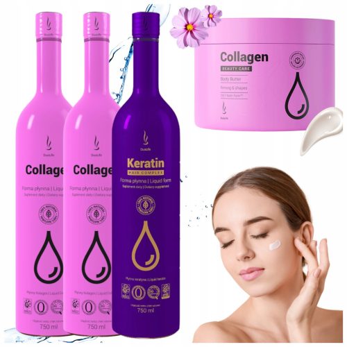 DuoLife Set: 2 x Kollagen + 1 x Keratin + Körperbutter für umfassende innere und äußere Pflege