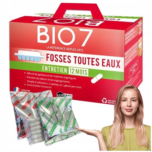  Bakterien für Klärgruben und Kläranlagen Bio7 Entretien 2 kg 12 Monate Französisch